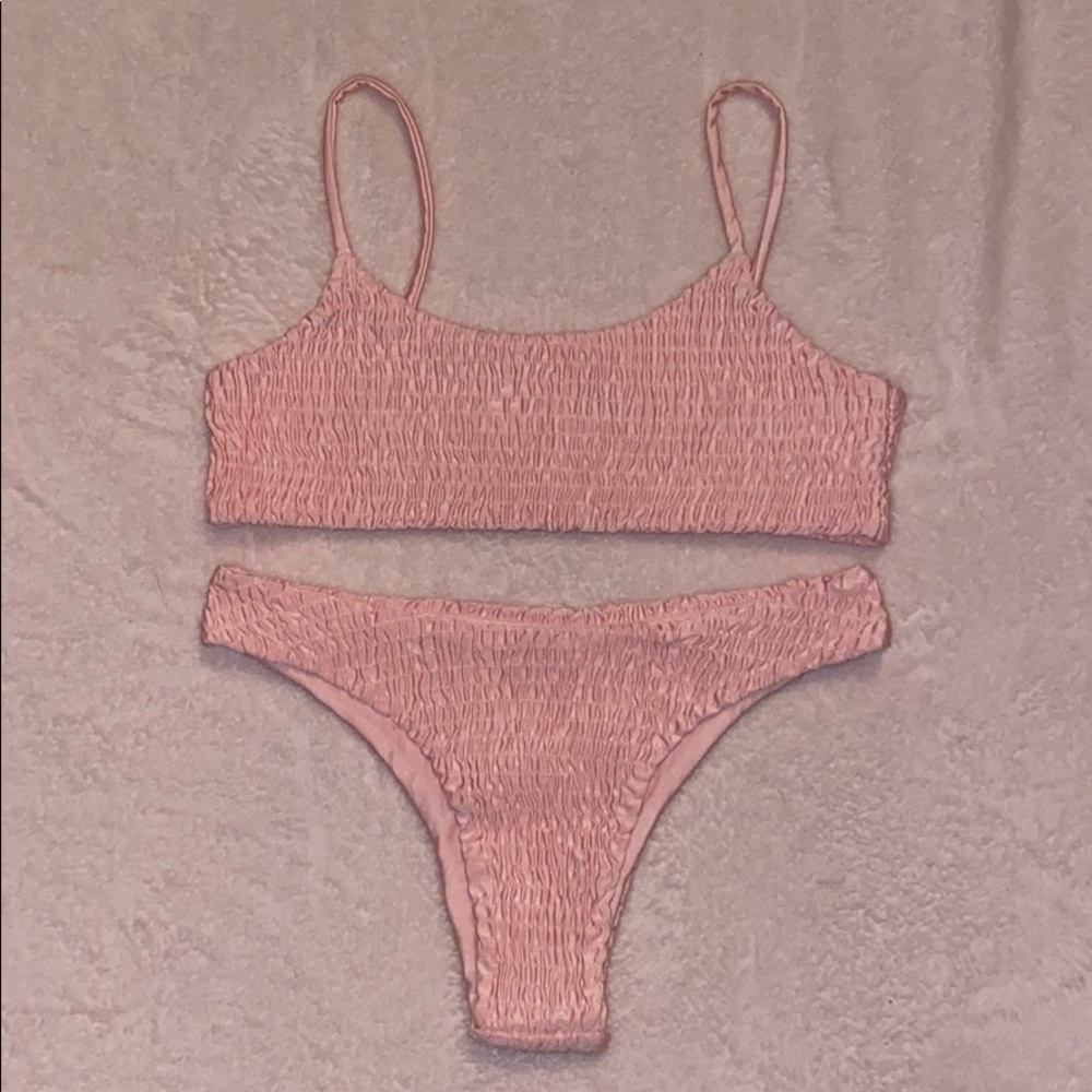 shein light pink bikini!!